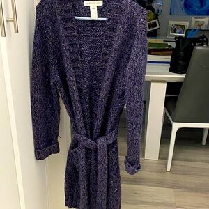Jones New York Dark Plum Knit Coat Sweater